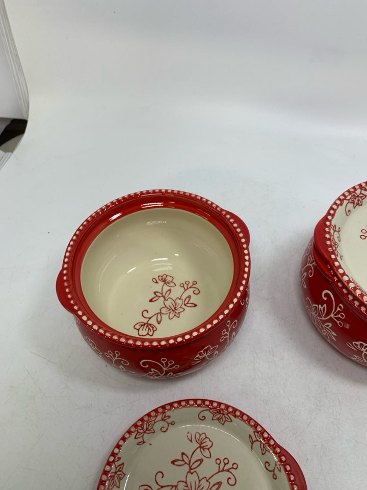 4 PC SOUP BOWLS W/ LIDS.