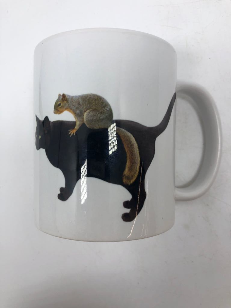 SQUIRREL ON CAT CUP.