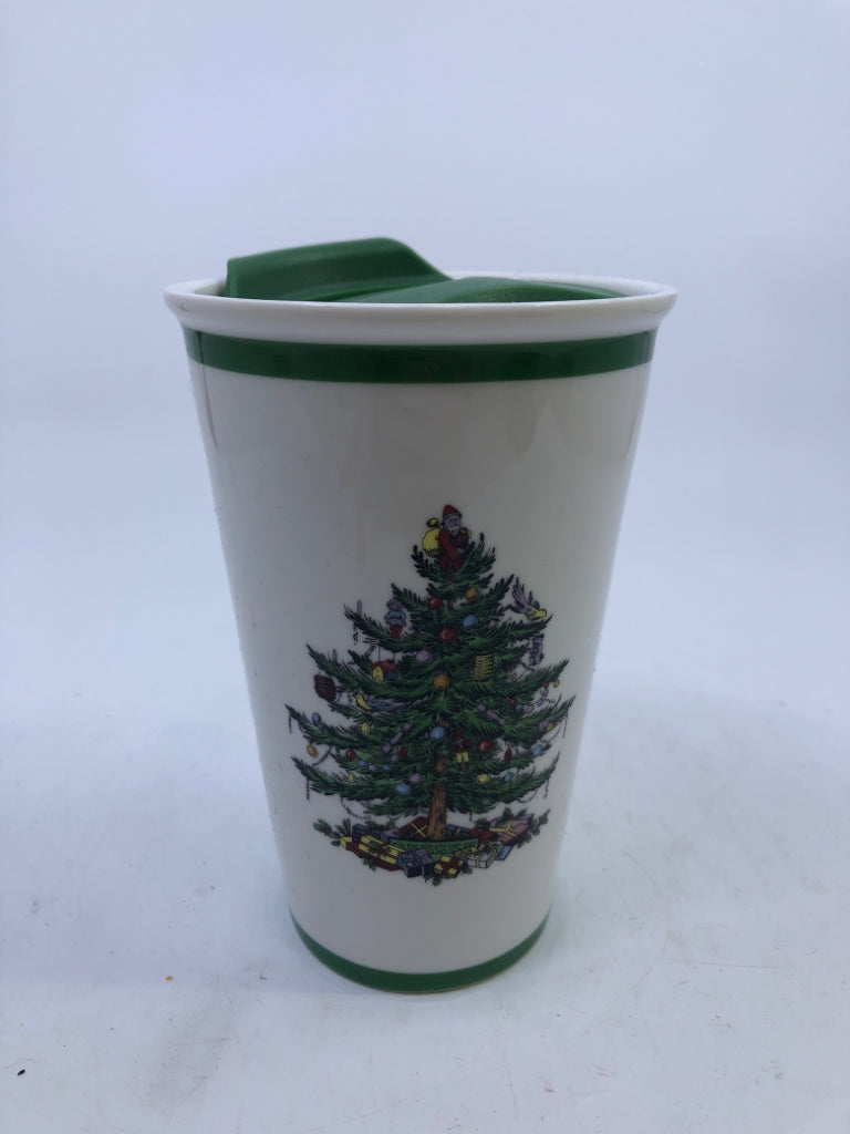 SPODE CHRISTMAS TREE REUSABLE TUMBLER.