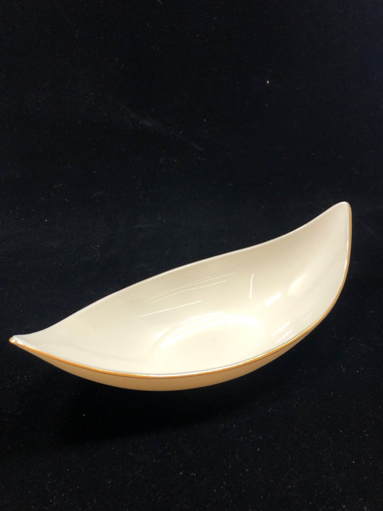 CREAM W GOLD RIM LENOX DISH.