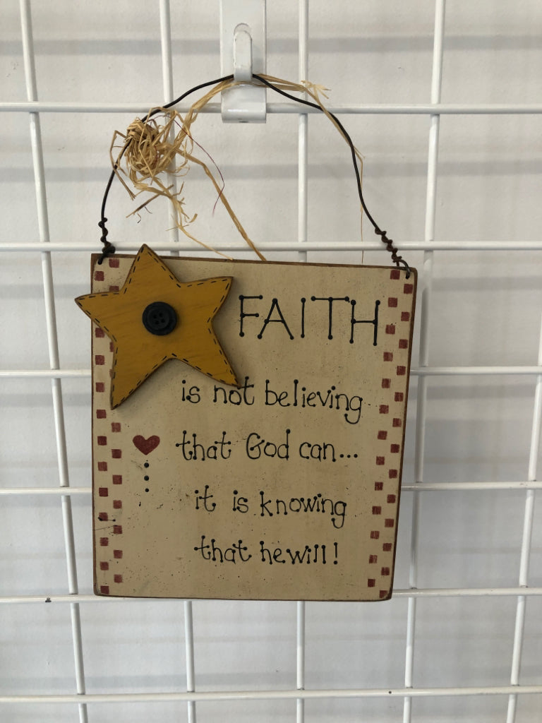 FAITH PRIMITIVE WALL HANGING.