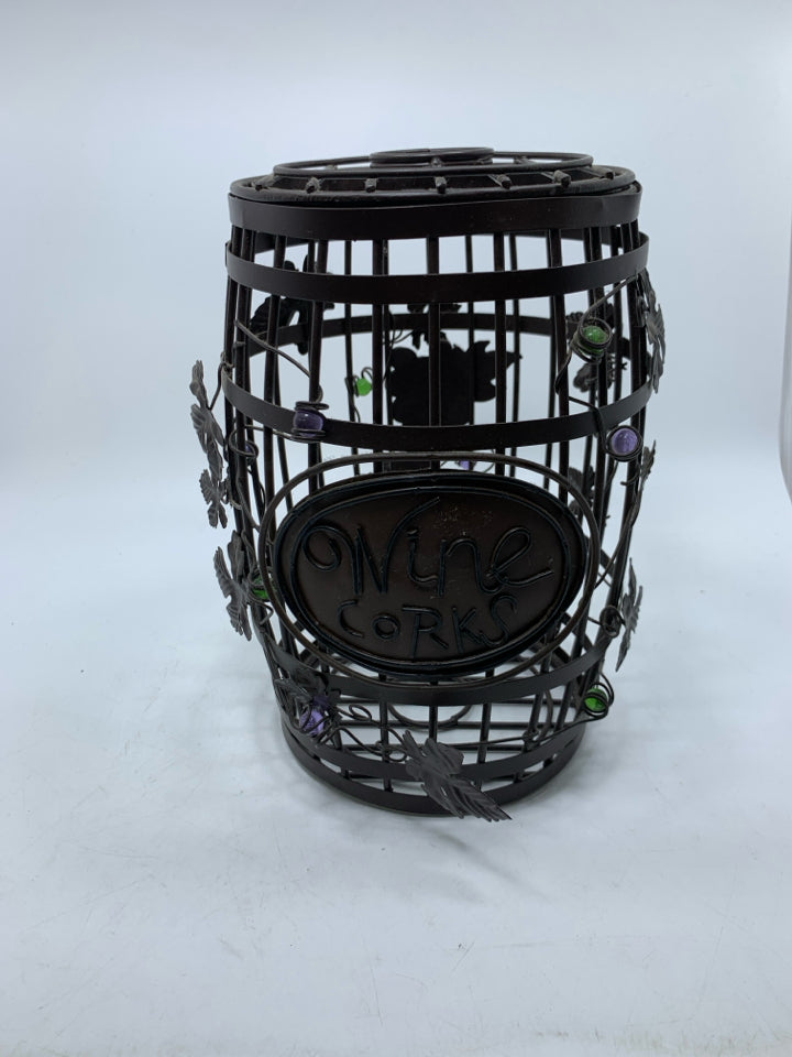 WINE CORKS METAL BARREL.