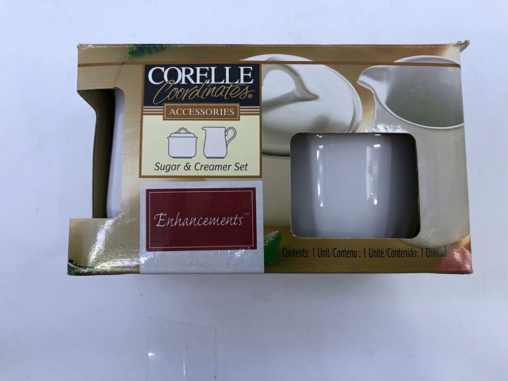 NIB WHITE SUGAR & CREAMER SET-CORELLE