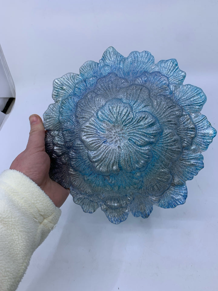 BLUE/ TEAL GLASS BOWL.