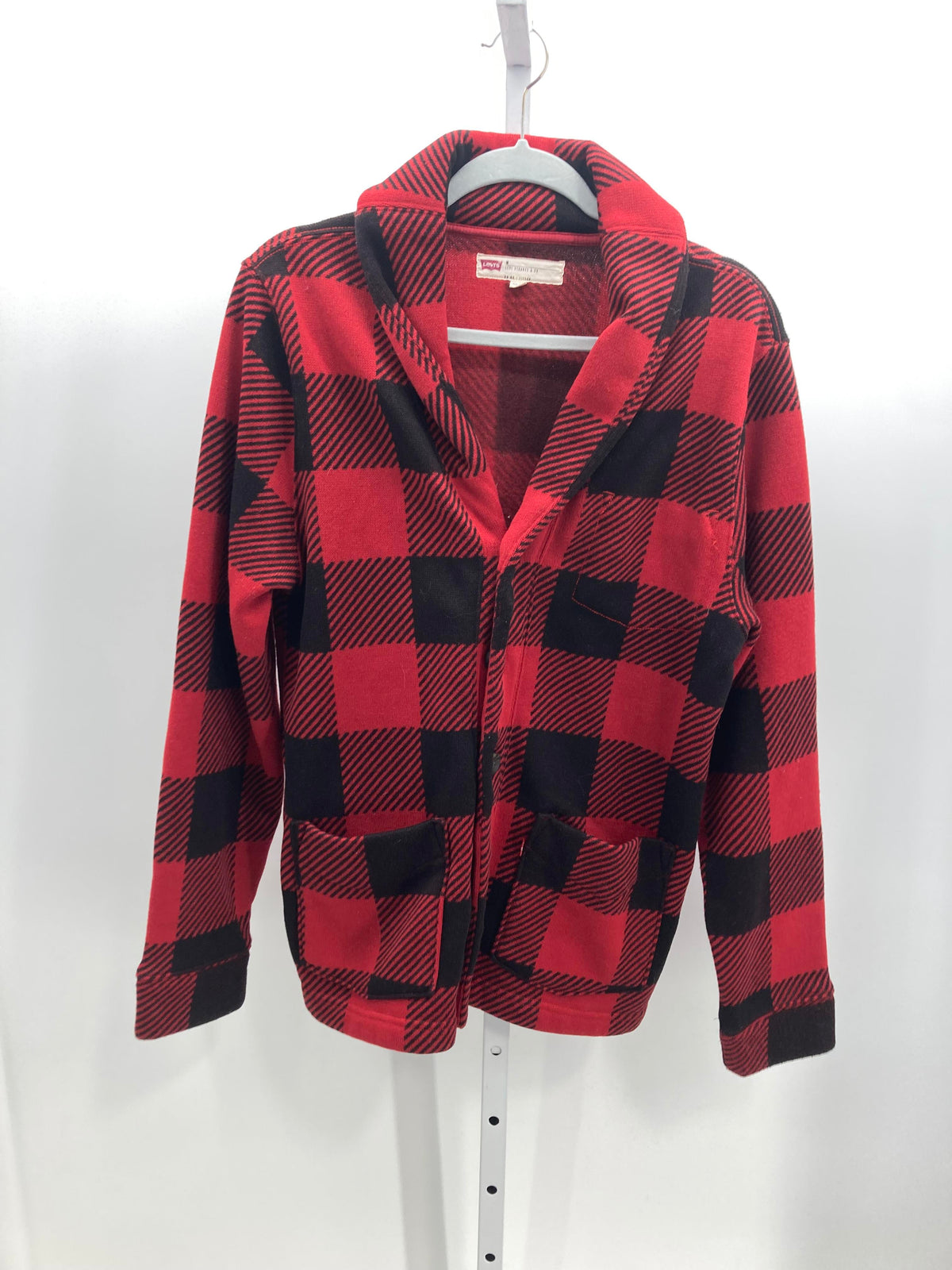 RED/BLACK CHECK KNIT CARDIGAN
