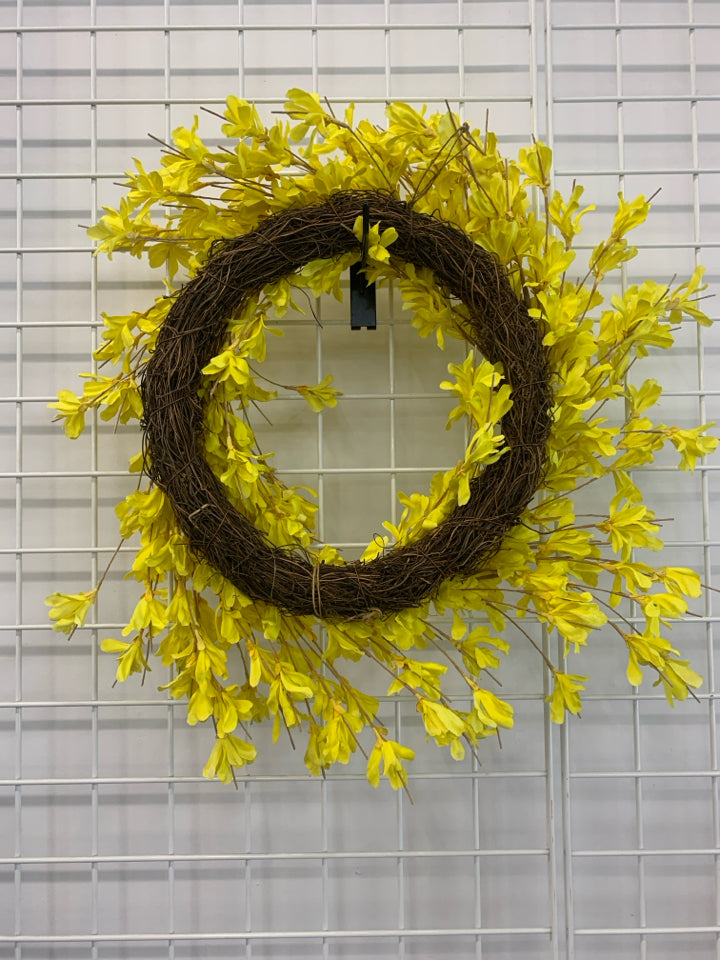 FAUX FORSYNTHIA WREATH.