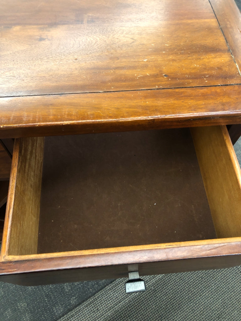 DARK WOOD 3 DRAWER 2 CABINET BUFFET W WINE RACK.