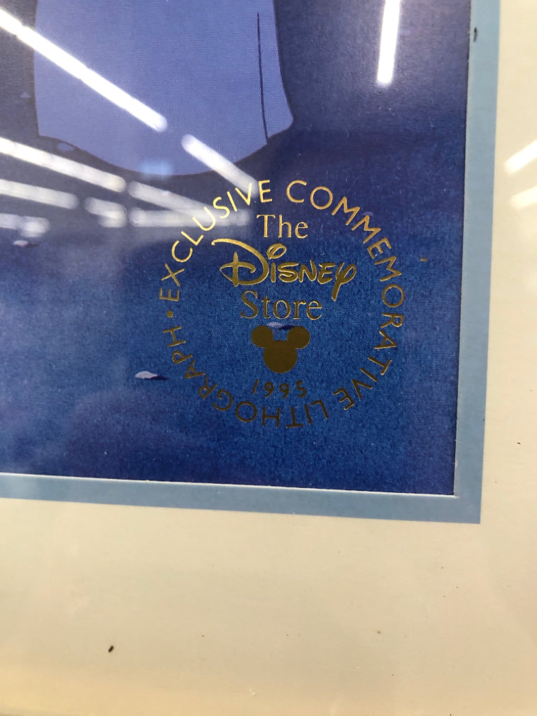 1995 CINDERELLA & FAIRY GODMOTHER LITHOGRAPH IN GOLD FRAME.