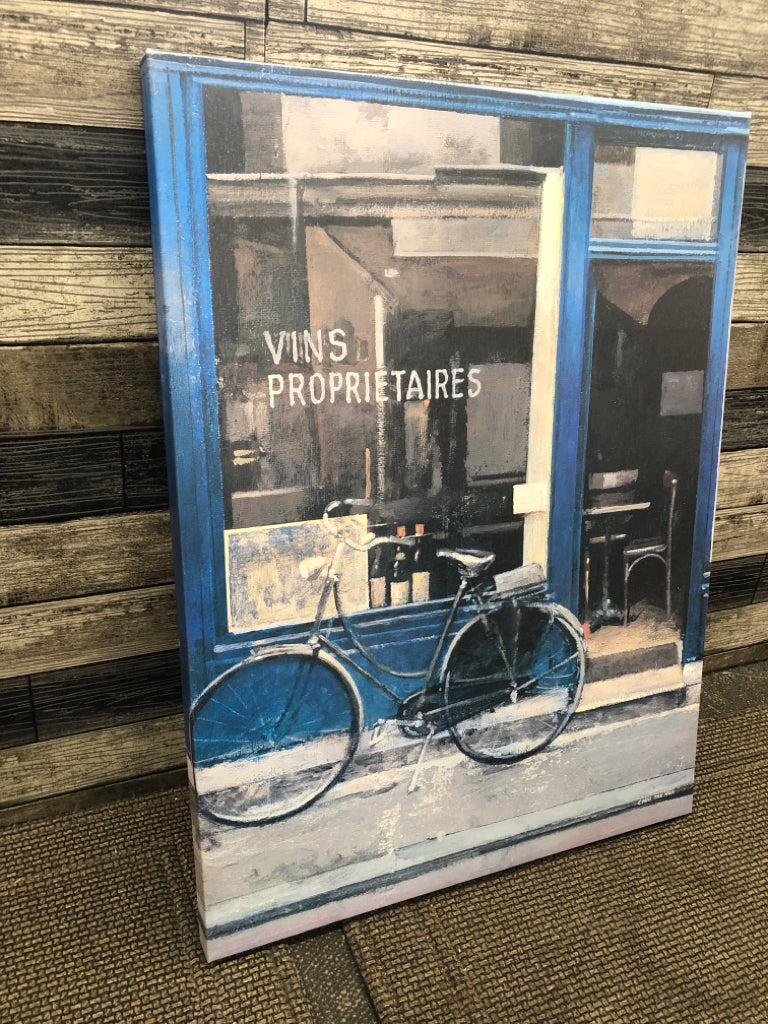 BLUE BICYCLE CANVAS WALL ART.