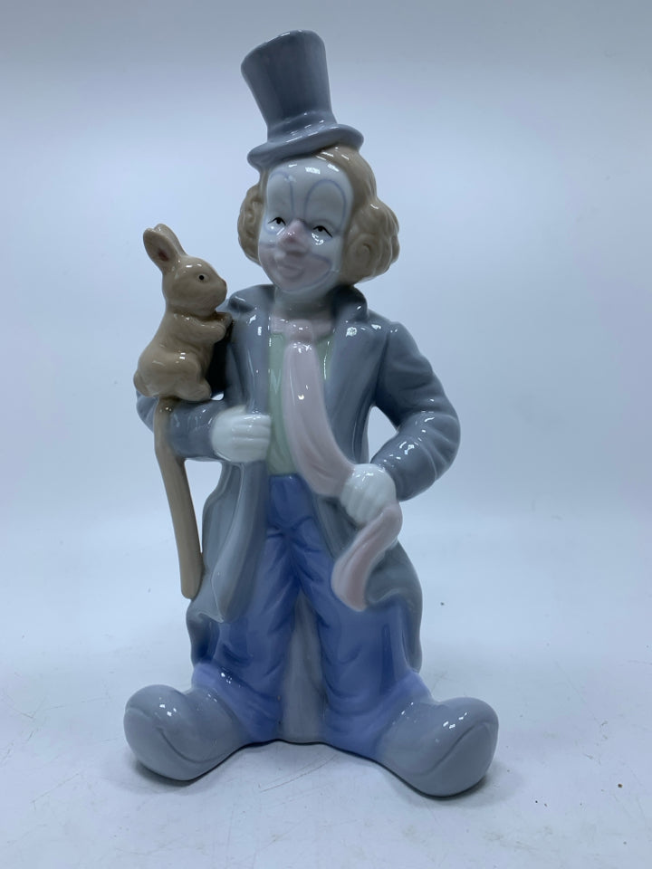 PASTEL COLORS CLOWN W/ RABBIT ON ARM.