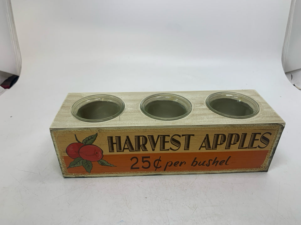 HARVEST APPLES 3 SLOT TEA LIGHT HOLDER.