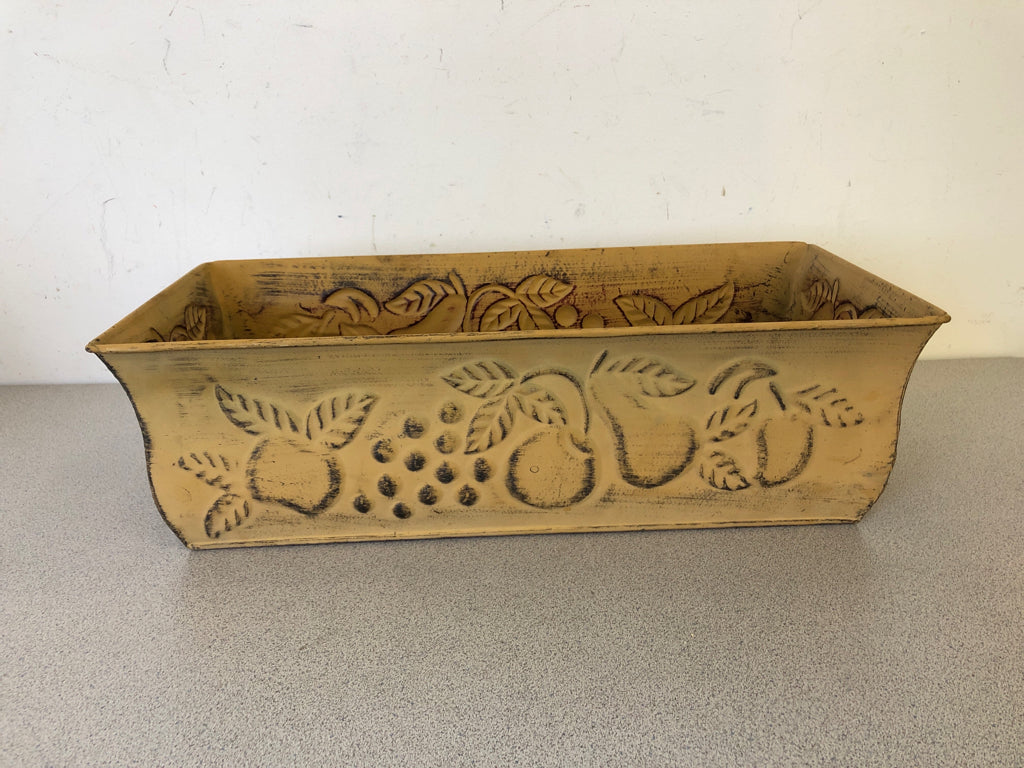 EMBOSSED FRUIT METAL PLANTER.