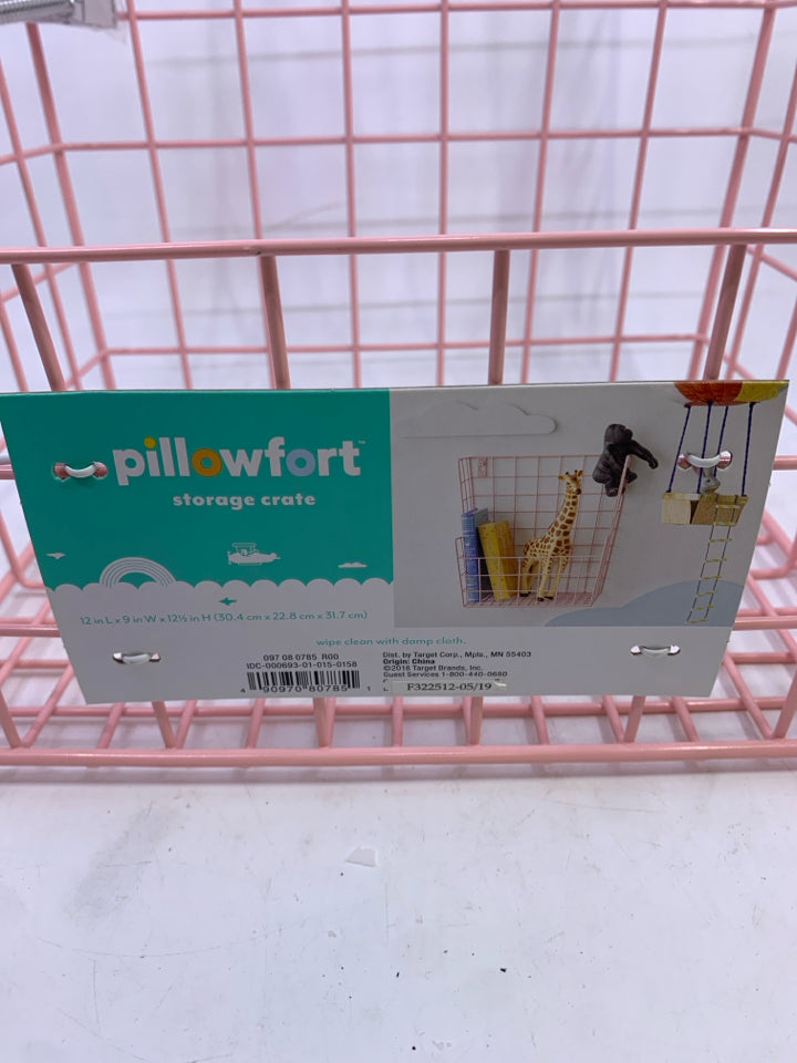 NIP PINK WIRE STORAGE CRATE PILLOW FORT.
