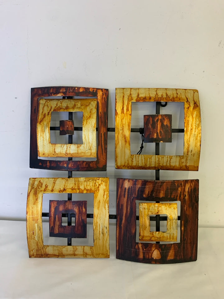 ABSTRACT BROWN SQUARE PATTERN WALL HANGING.