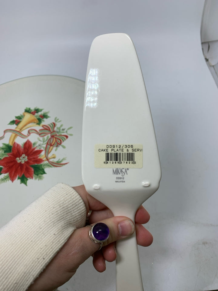 2PC ITALIAN HOLIDAY CAKE PLATE/SERVER.