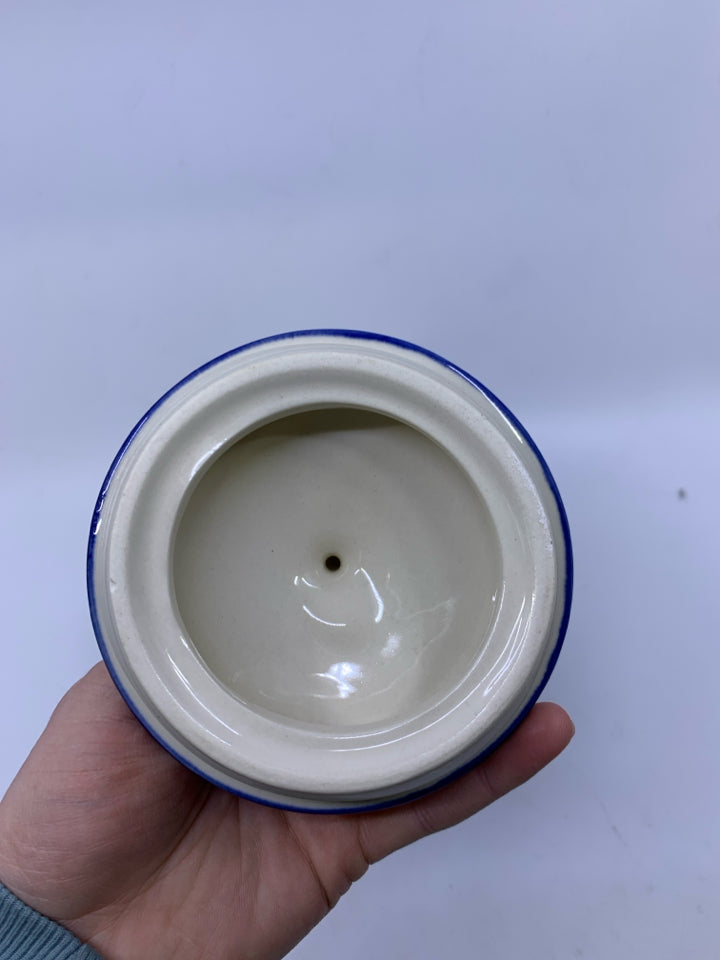 CERAMIC BLUE SMALL CANISTER.