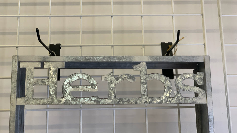 GALVANIZED METAL HERBS SPICE RACK.