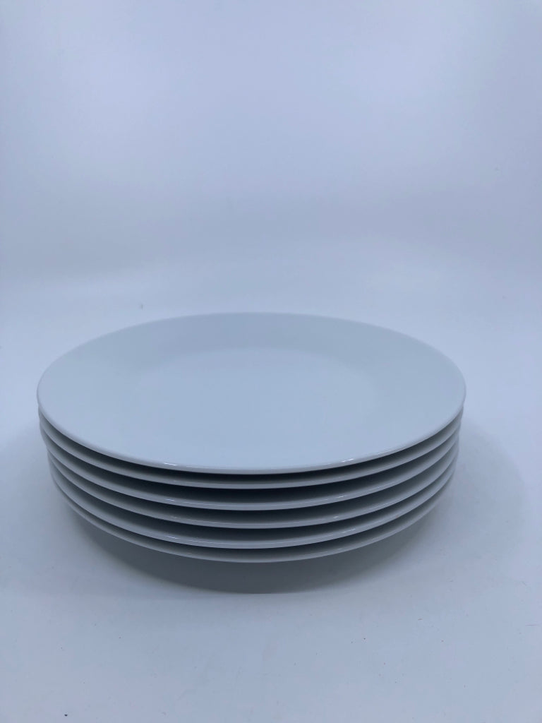 6 WHITE SNACK PLATES.