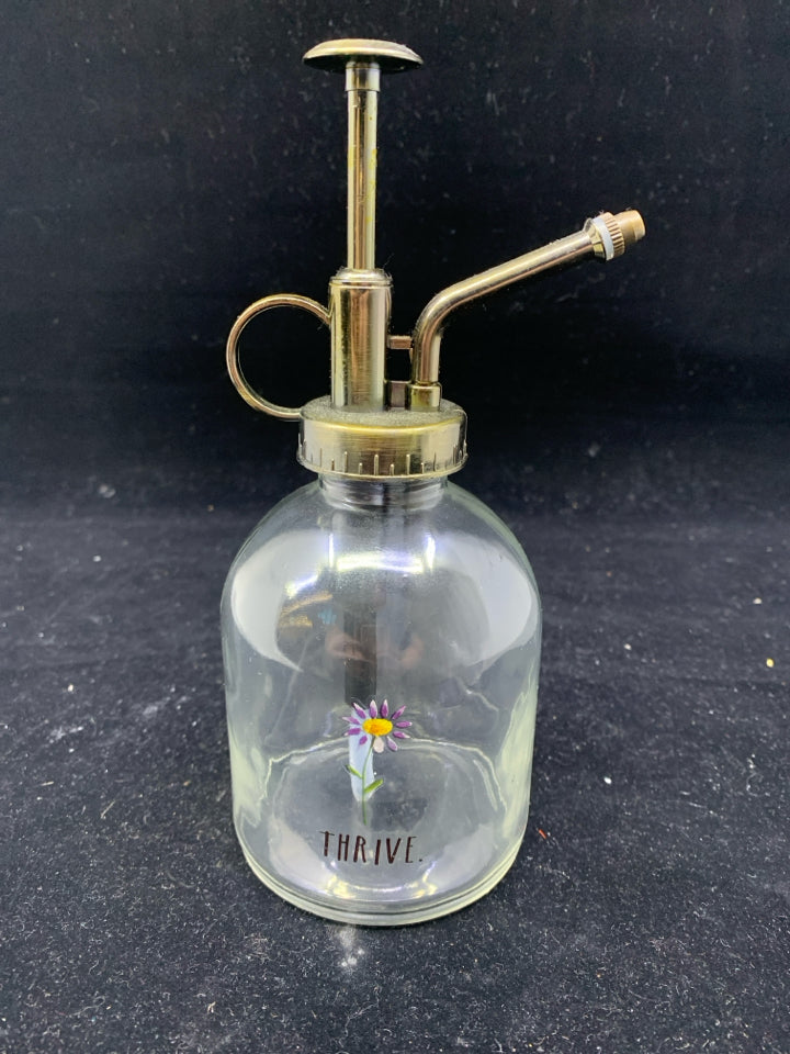 RAE DUNN "THRIVE" GLASS WATERING/ MISTING BOTTLE.