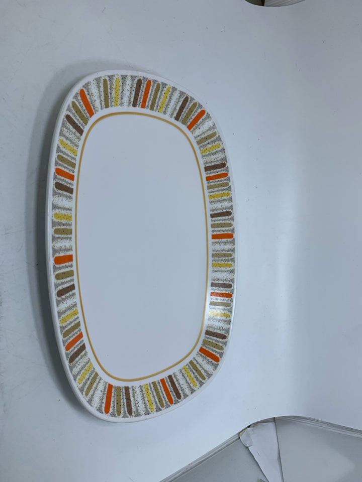 VTG PROGRESSION MARDI GRAS  PATTERN RECTANGLE W/ ROUNDED CORNERS PLATTER.