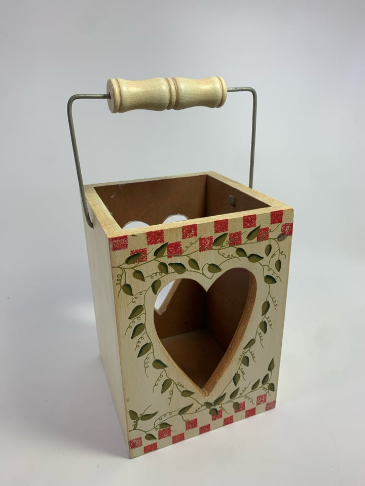 HEART CUT-OUT CANDLE HOLDER W/HANDLE.