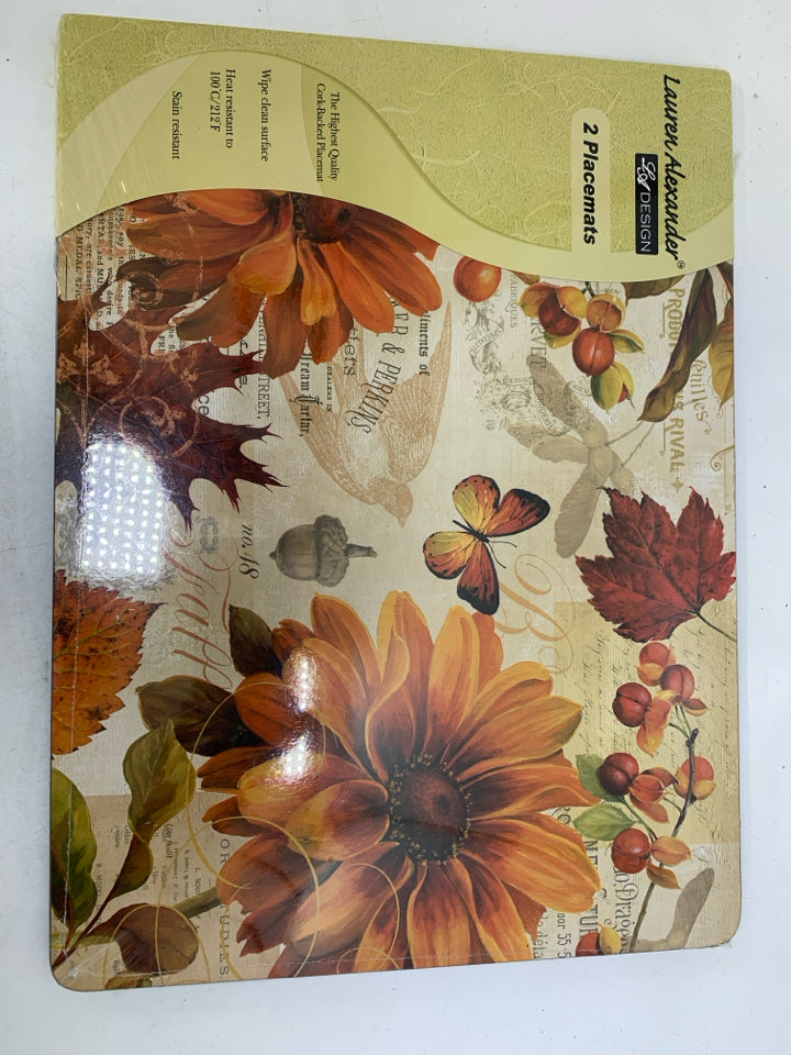 NIP 2 FLORAL/SCRIPT PLACEMATS.