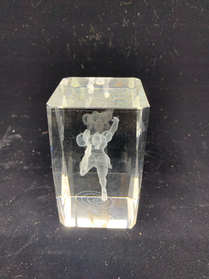 ETCHED FIGURE SKATER PAPER WEIGHT.