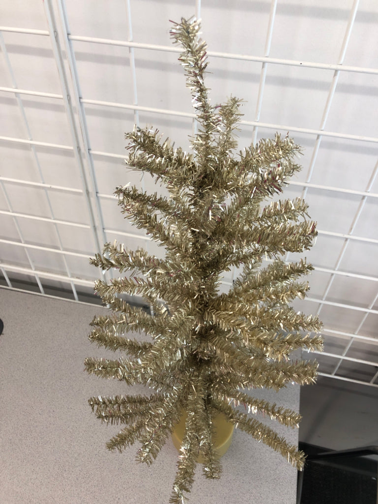 GOLD TINSEL TREE.