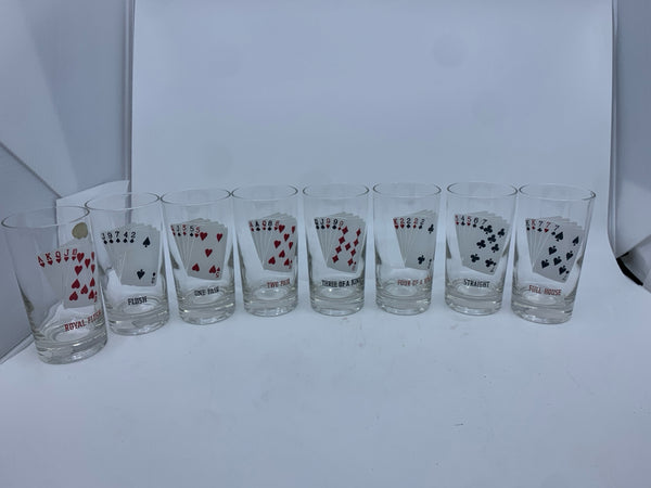 8 PLAYING CARDS GLASSES.