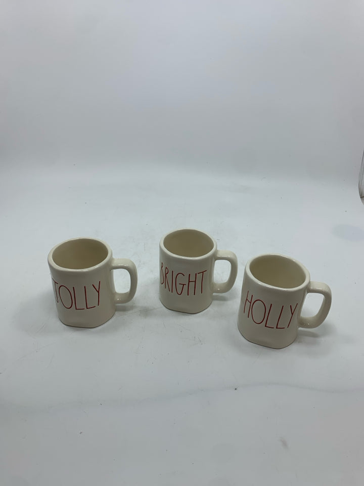 RAE DUNN HOLLY BRIGHT JOLLY ESPRESSO CUPS.