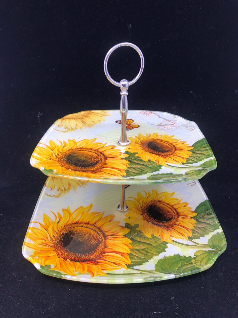 SUNFLOWER 2 TIER TRAY/SERVER.