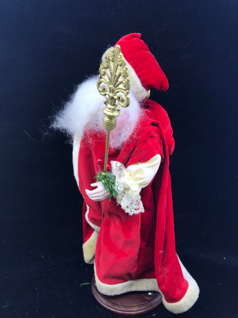 SANTA W GOLD WALKING STICK.