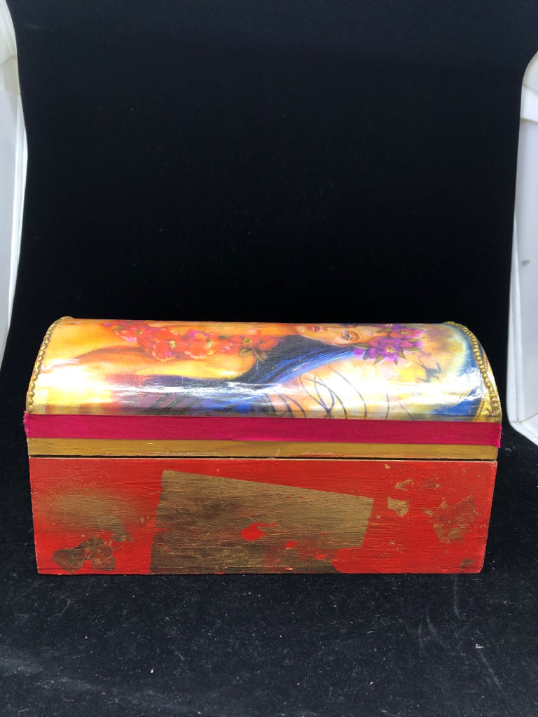 WOMAN ON RED JEWELRY/ STORAGE CHEST.