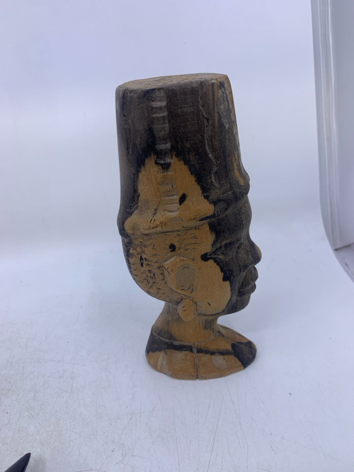 2-TONED WOOD CARVED FOLK ART HEAD/NECK.