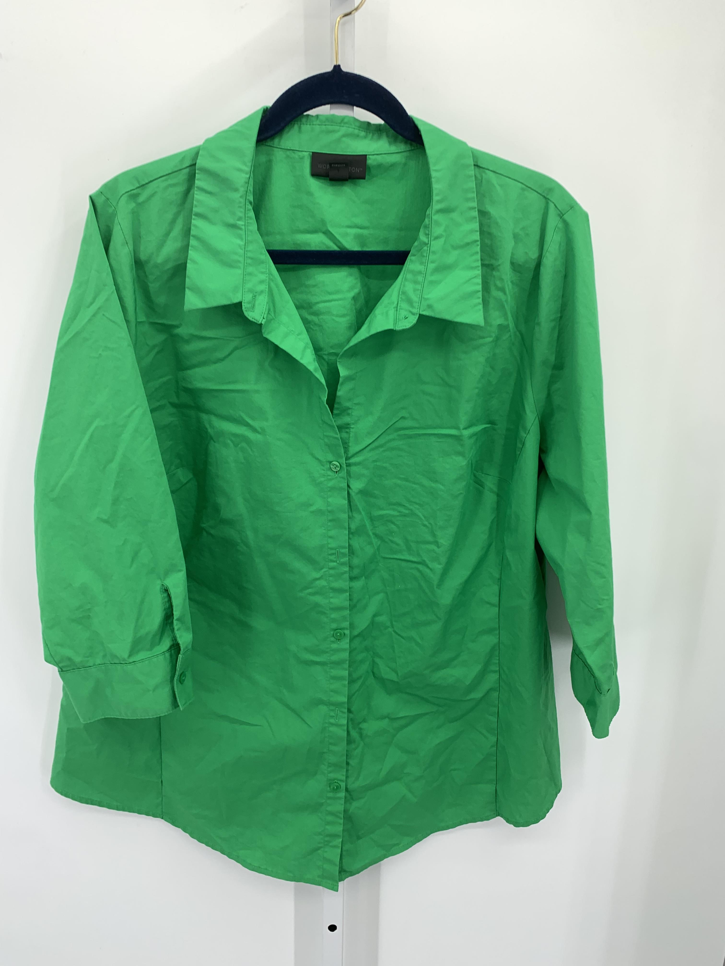 Worthington Size 2X Womens 3/4 Sleeve Shirt