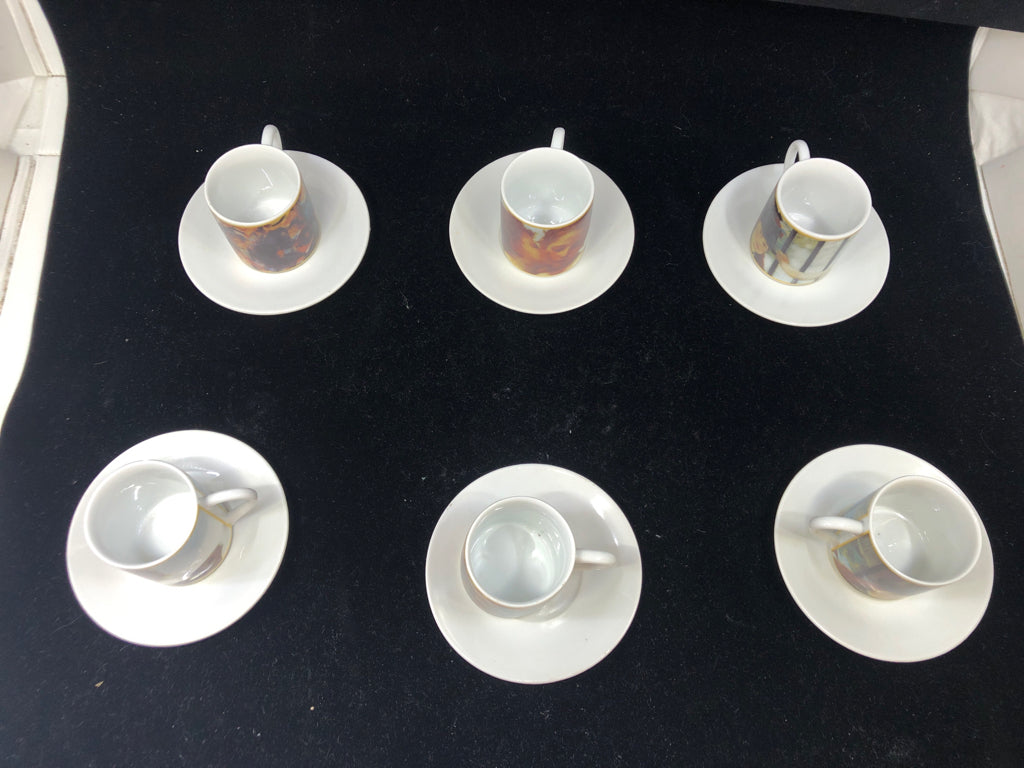 10PC ART DECO STYLE CUP/ SAUCER SET - 5 CUPS, 5 SAUCERS.