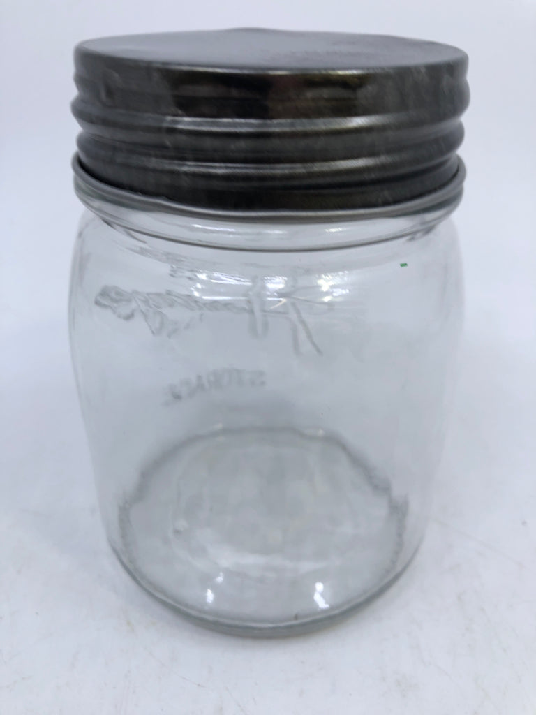 HERITAGE GLASS STORAGE EMPTY JAR W/ LID.