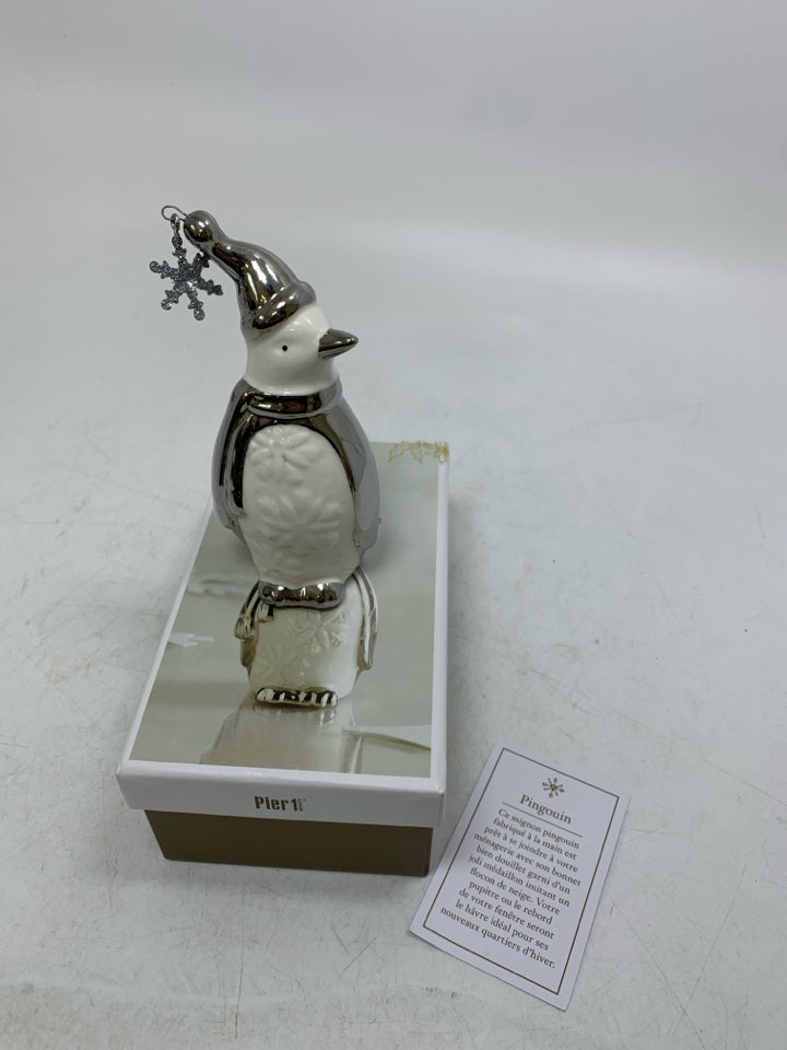 PIER 1 WHITE/SILVER PENGUIN IN BOX.