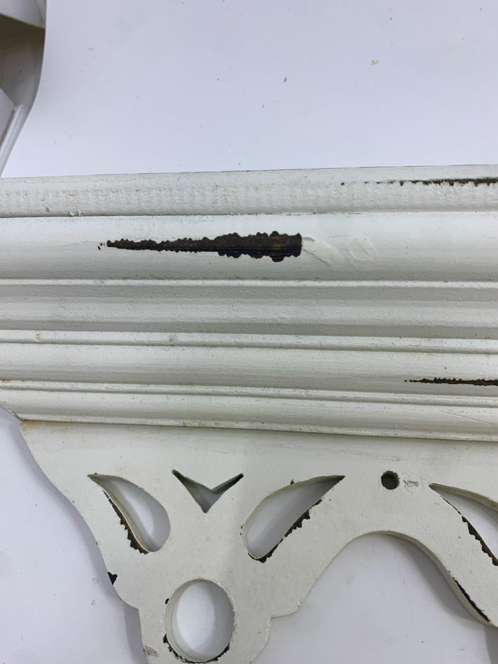 DISTRESSED WHITE WALL-SHELF.