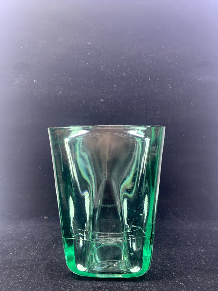 SQUARE THICK GLASS VASE.