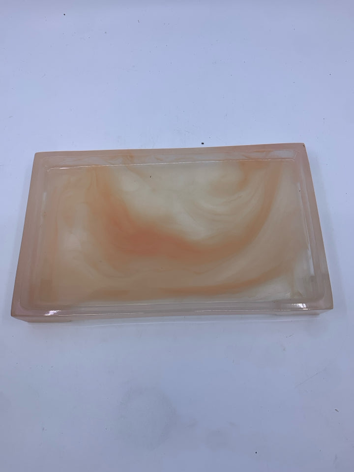 PEACH SWIRL FOOTED TRAY.