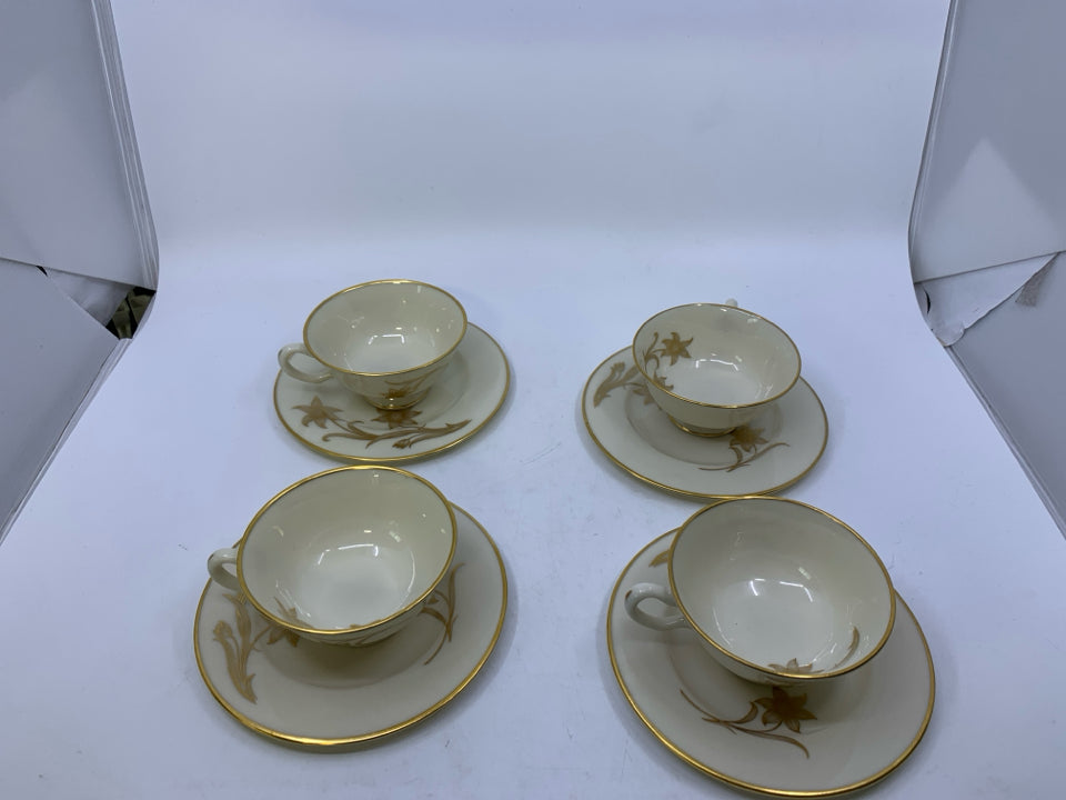 8 PC SVC 4 DAYBREAK PATTERN TEACUPS/SAUCERS SET.