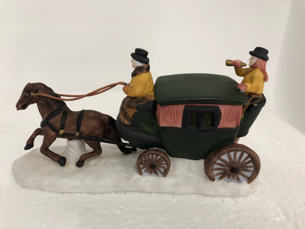 VILLAGE ACCESSORIES CERAMIC HORSE/BUGGY- DEPT 56.