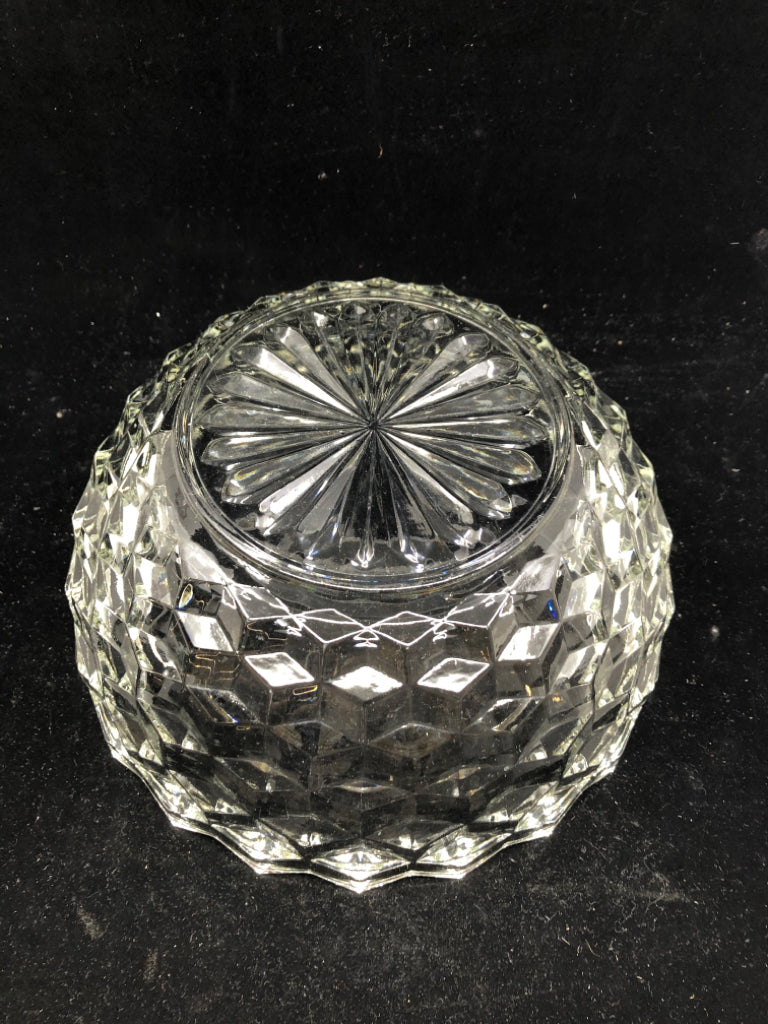 HEAVY CUBE TEXTURE GLASS BOWL.