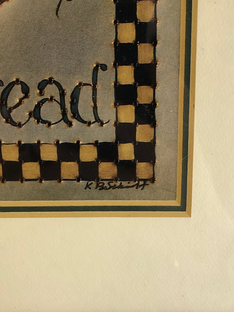 PRIMITIVE "GIVE US THIS DAY" BROWN WOOD FRAME.