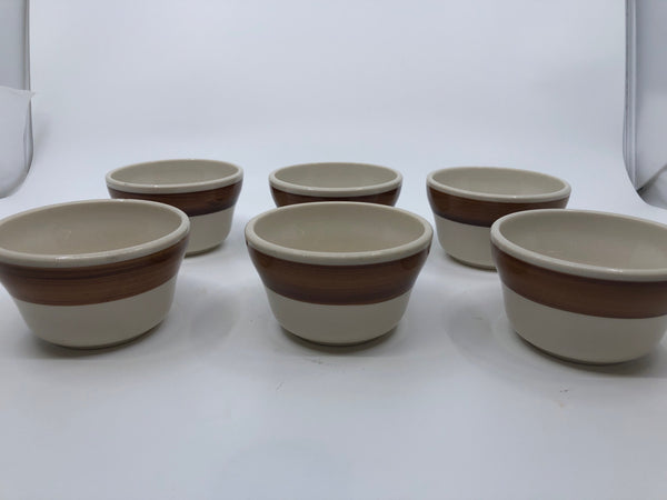 6 TAN/CREAM DIP OR SPICE BOWLS.