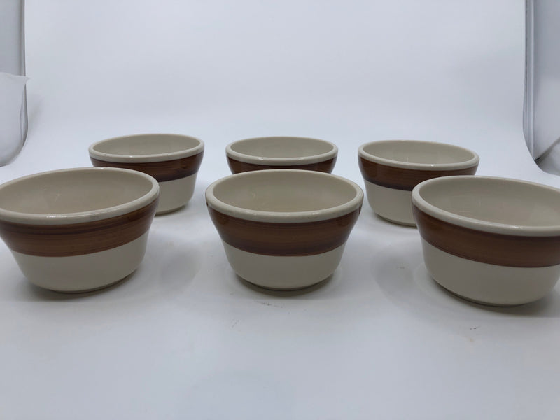 6 TAN/CREAM DIP OR SPICE BOWLS.