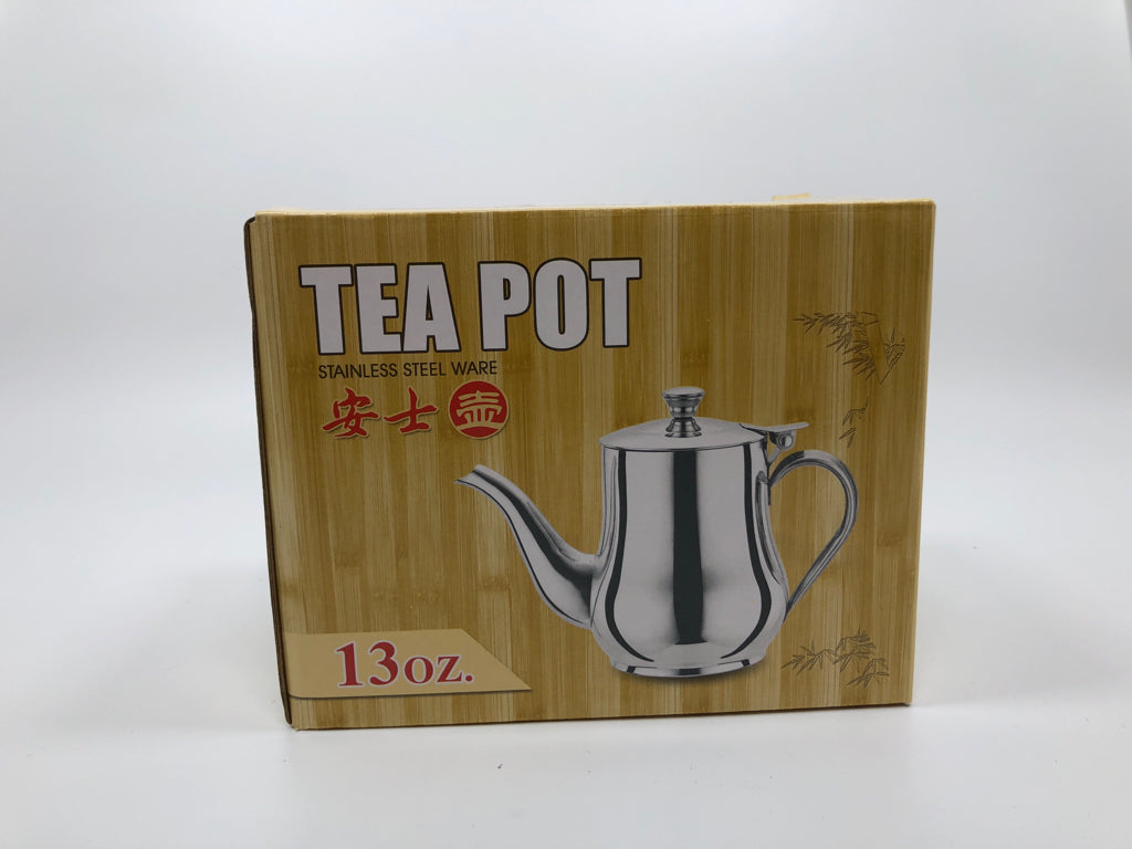 STAINLESS STEEL TEAPOT IN BOX.