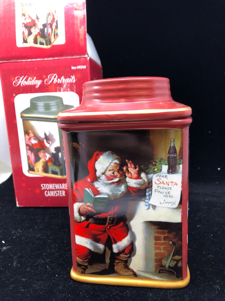 NIB HOLIDAY COKE CANISTER.