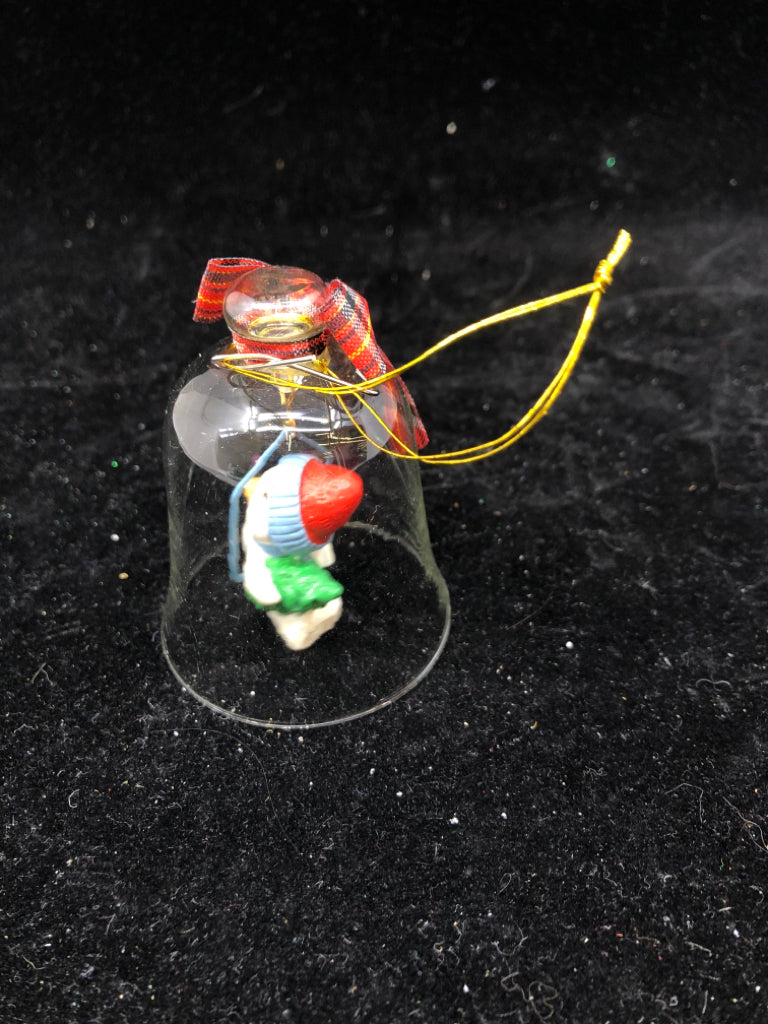 GLASS SNOWMAN BELL.